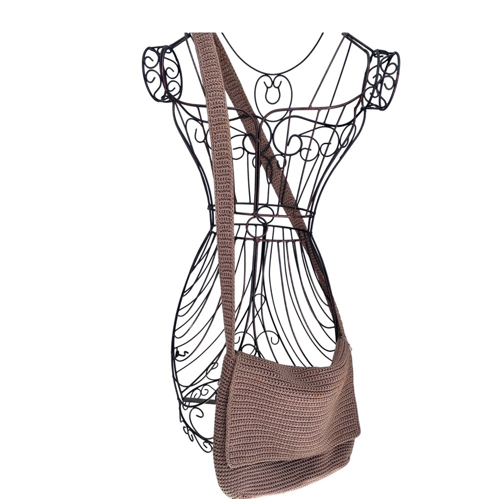 The Sak Crochet Taupe Crossbody Boho Knit Neutral Shoulder Festival Slouch Woven